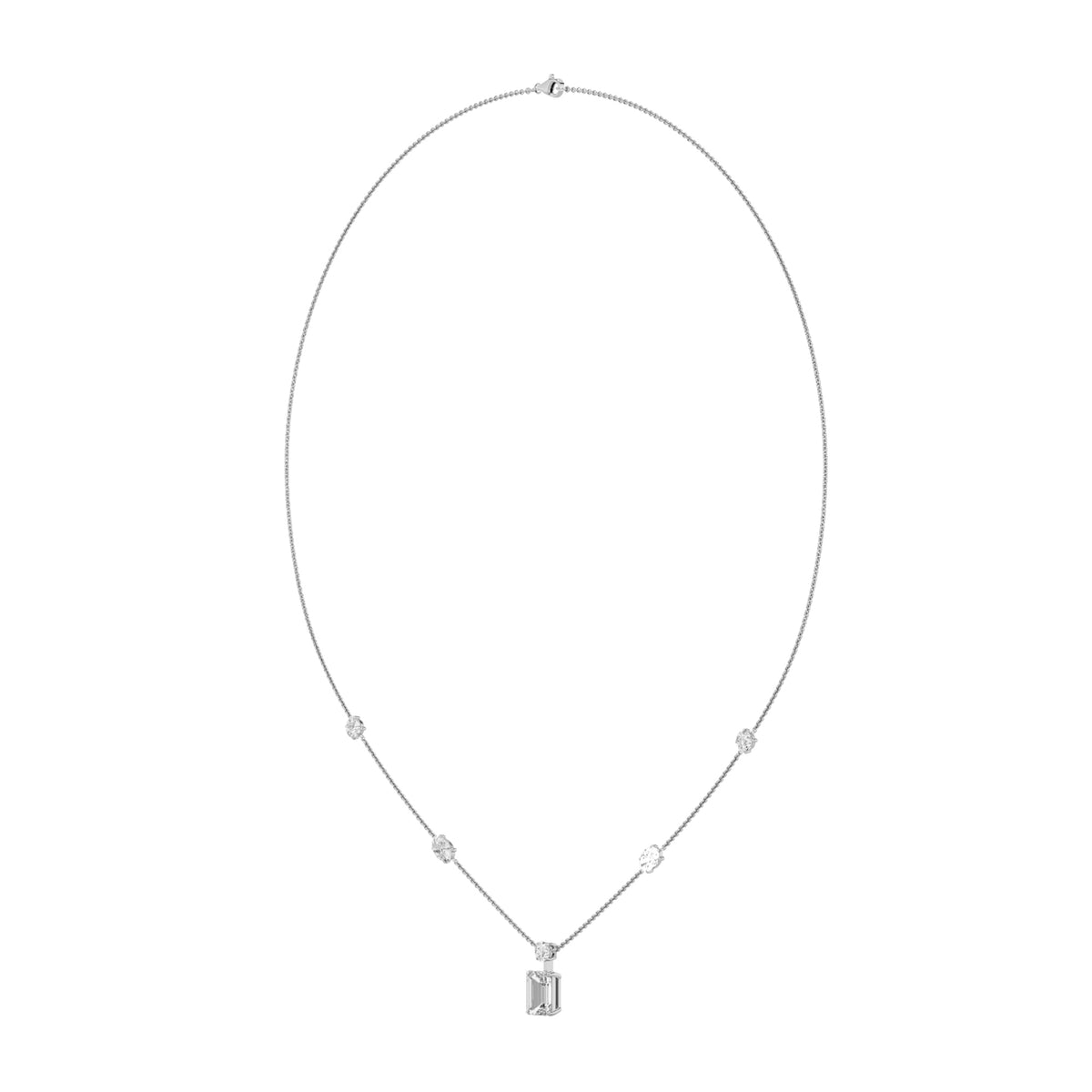 3 ct tw IGI Certified Emerald Lab-Grown Diamond Strata Chic Collection Necklace in 14K Solid Gold - White