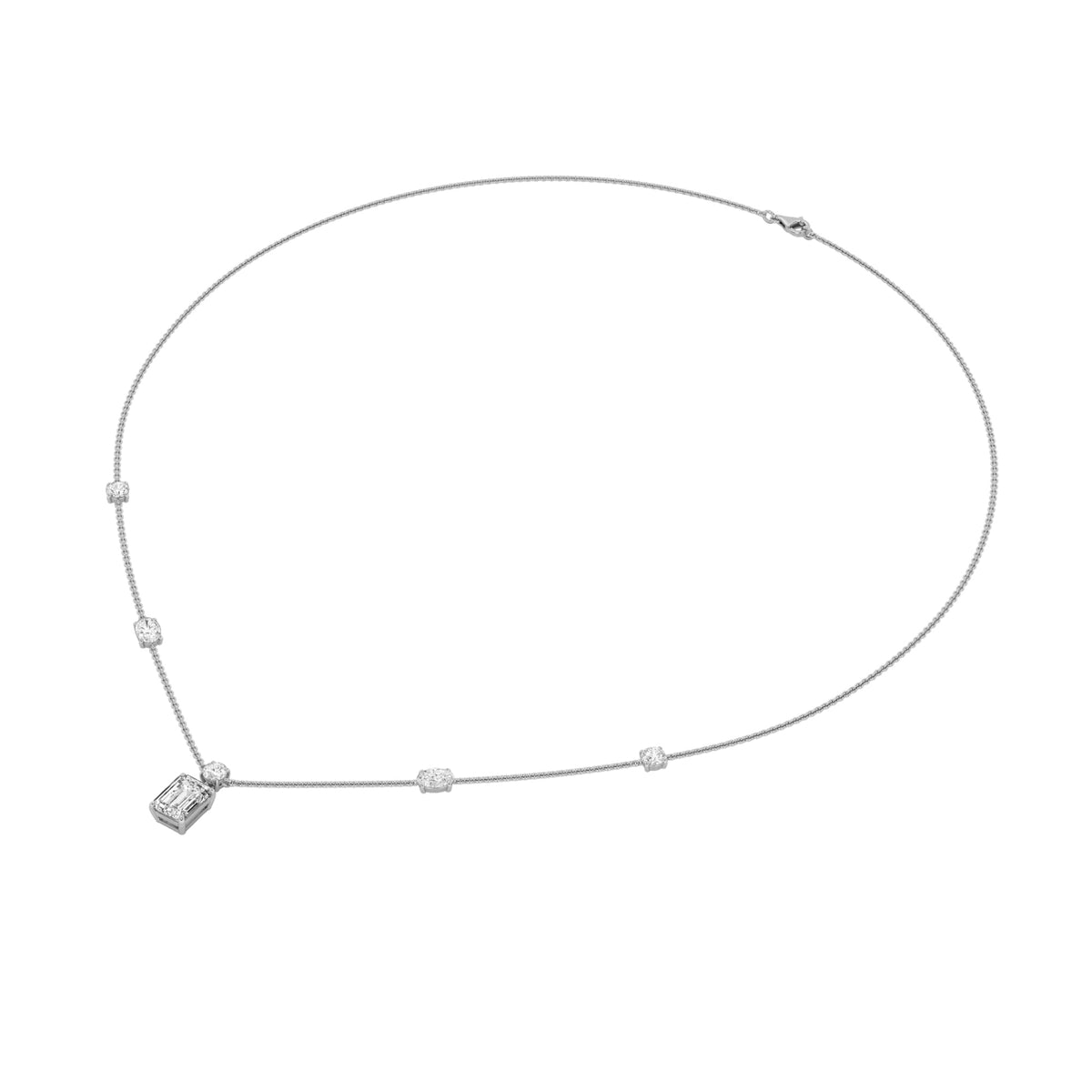 3 ct tw IGI Certified Emerald Lab-Grown Diamond Strata Chic Collection Necklace in 14K Solid Gold - White