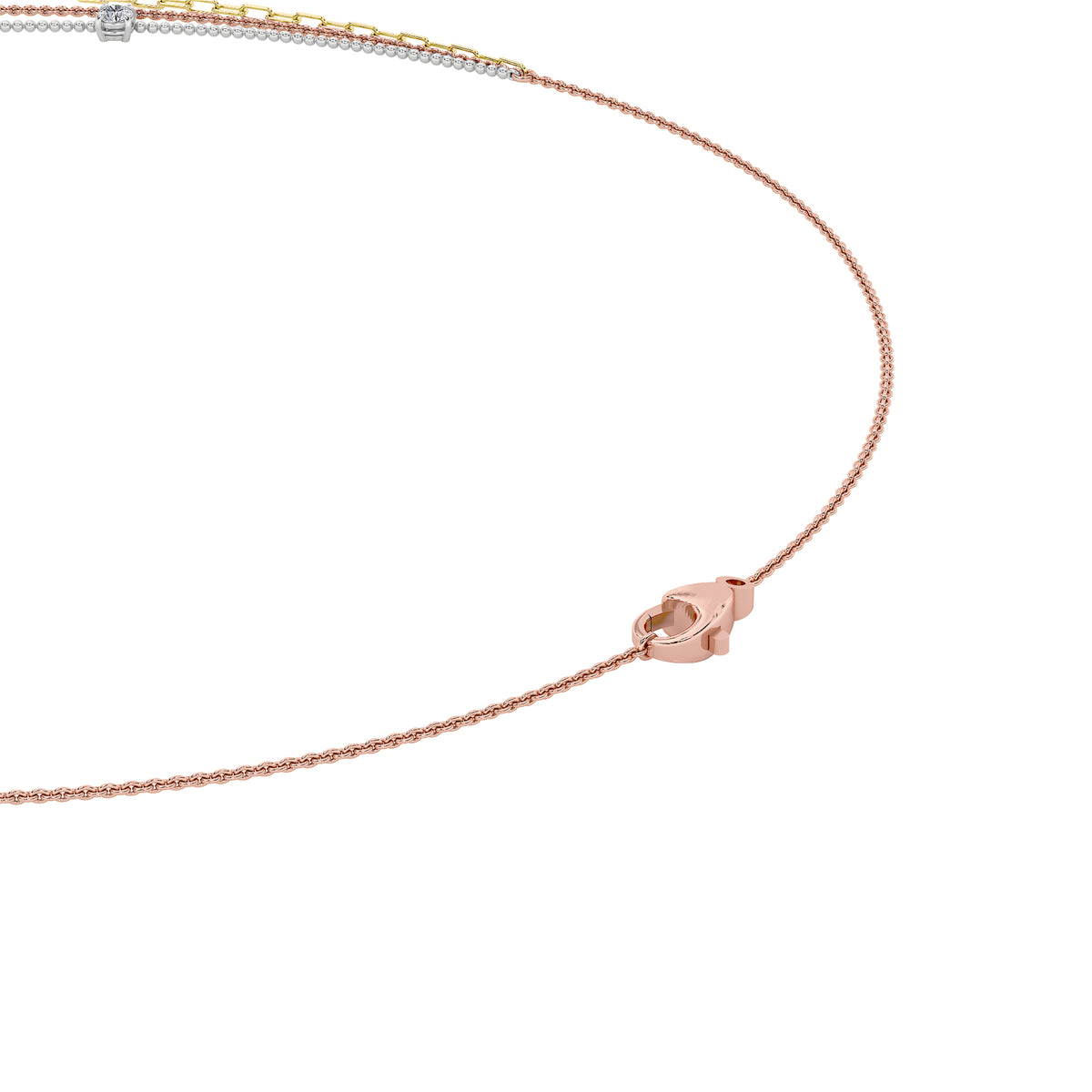 4 ct tw IGI Certified Oval Lab-Grown Diamond Necklace in 14K Solid Gold - Tri-Color