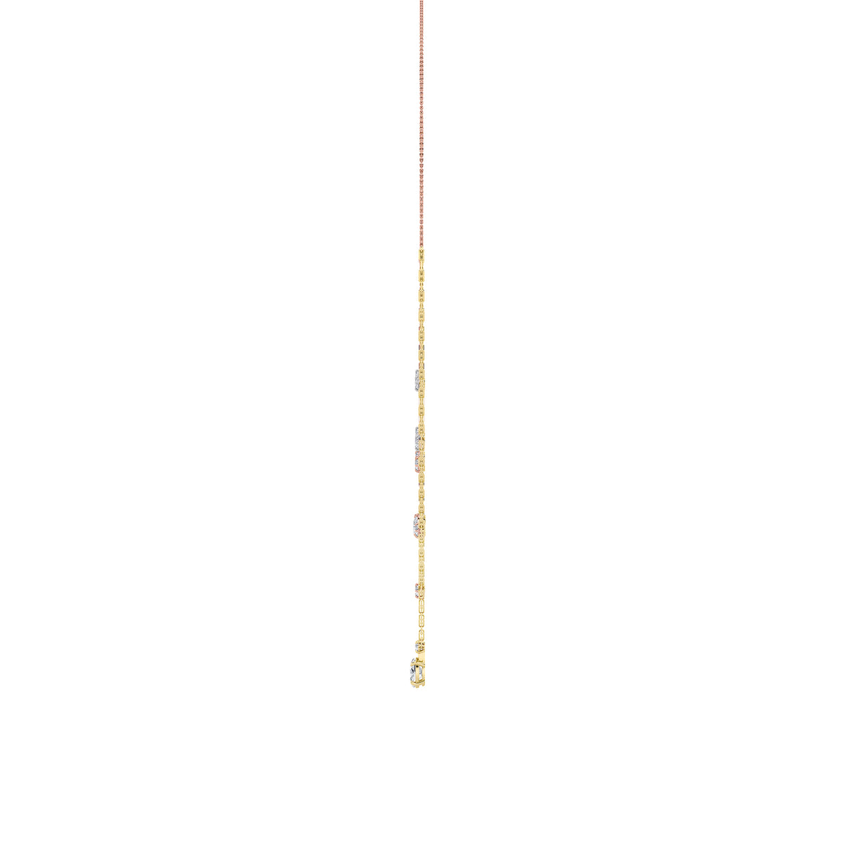 4 ct tw IGI Certified Oval Lab-Grown Diamond Necklace in 14K Solid Gold - Tri-Color
