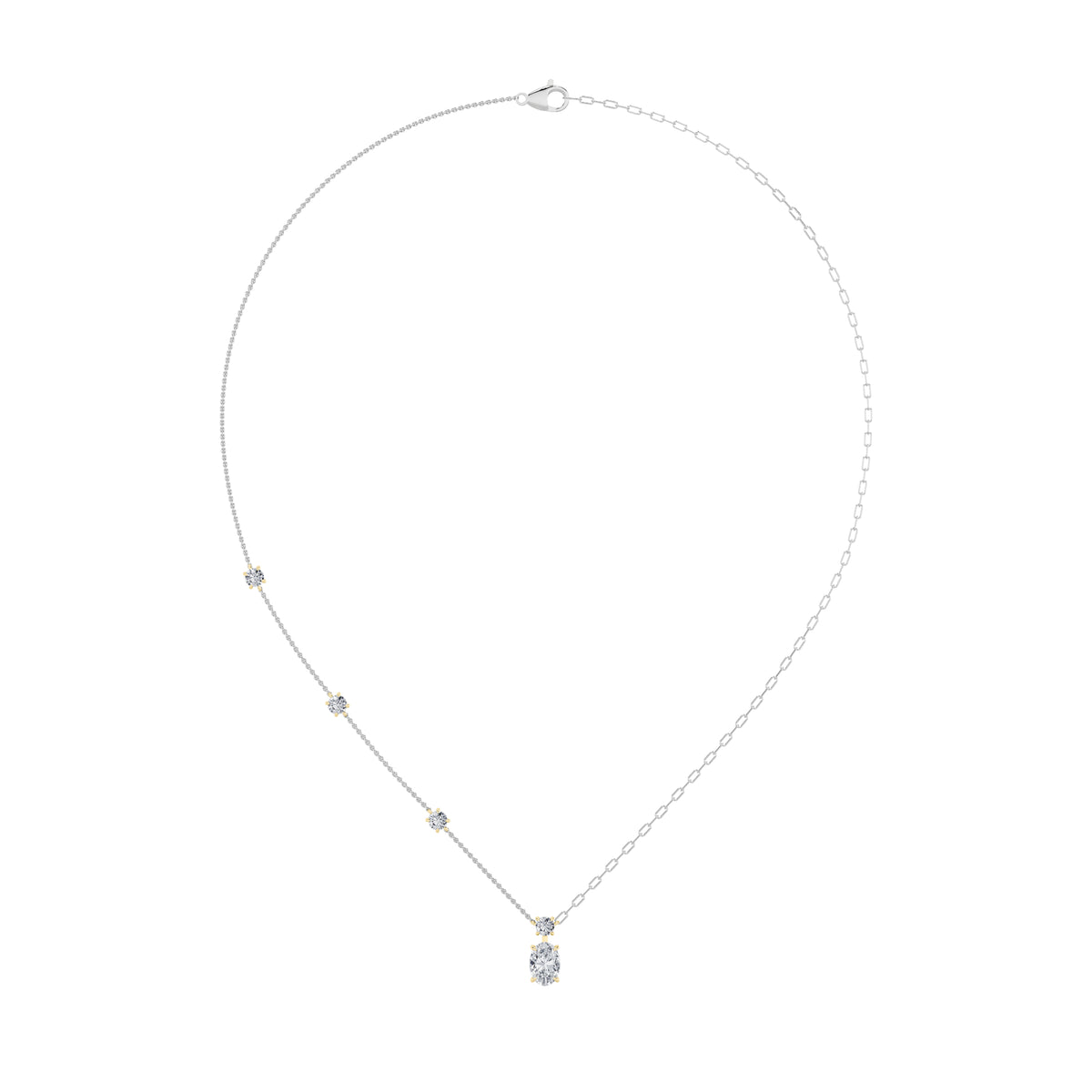 3.5 ct tw IGI Certified Oval Lab-Grown Diamond Strata Chic Collection Necklace in 14K Solid Gold - White