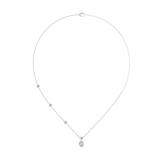 3.5 ct tw IGI Certified Oval Lab-Grown Diamond Strata Chic Collection Necklace in 14K Solid Gold - White