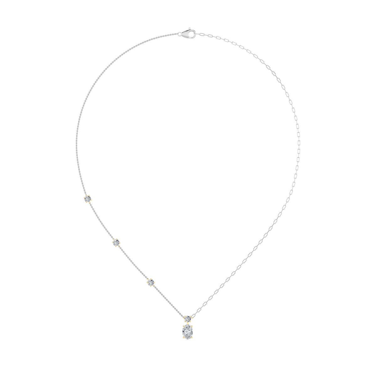 3.5 ct tw IGI Certified Oval Lab-Grown Diamond Strata Chic Collection Necklace in 14K Solid Gold - White