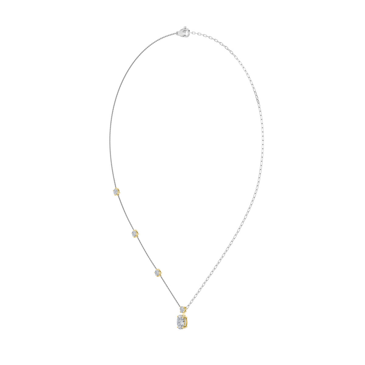 3.5 ct tw IGI Certified Oval Lab-Grown Diamond Strata Chic Collection Necklace in 14K Solid Gold - White