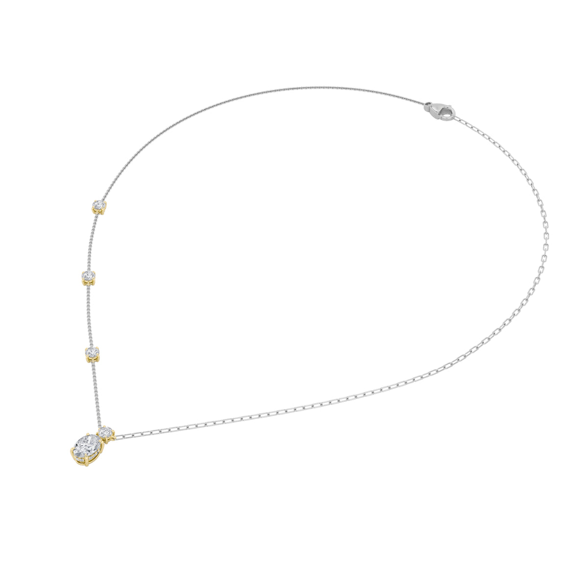 3.5 ct tw IGI Certified Oval Lab-Grown Diamond Strata Chic Collection Necklace in 14K Solid Gold - White