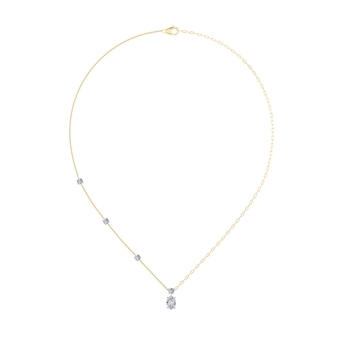 3.5 ct tw IGI Certified Oval Lab-Grown Diamond Strata Chic Collection Necklace in 14K Solid Gold - Yellow