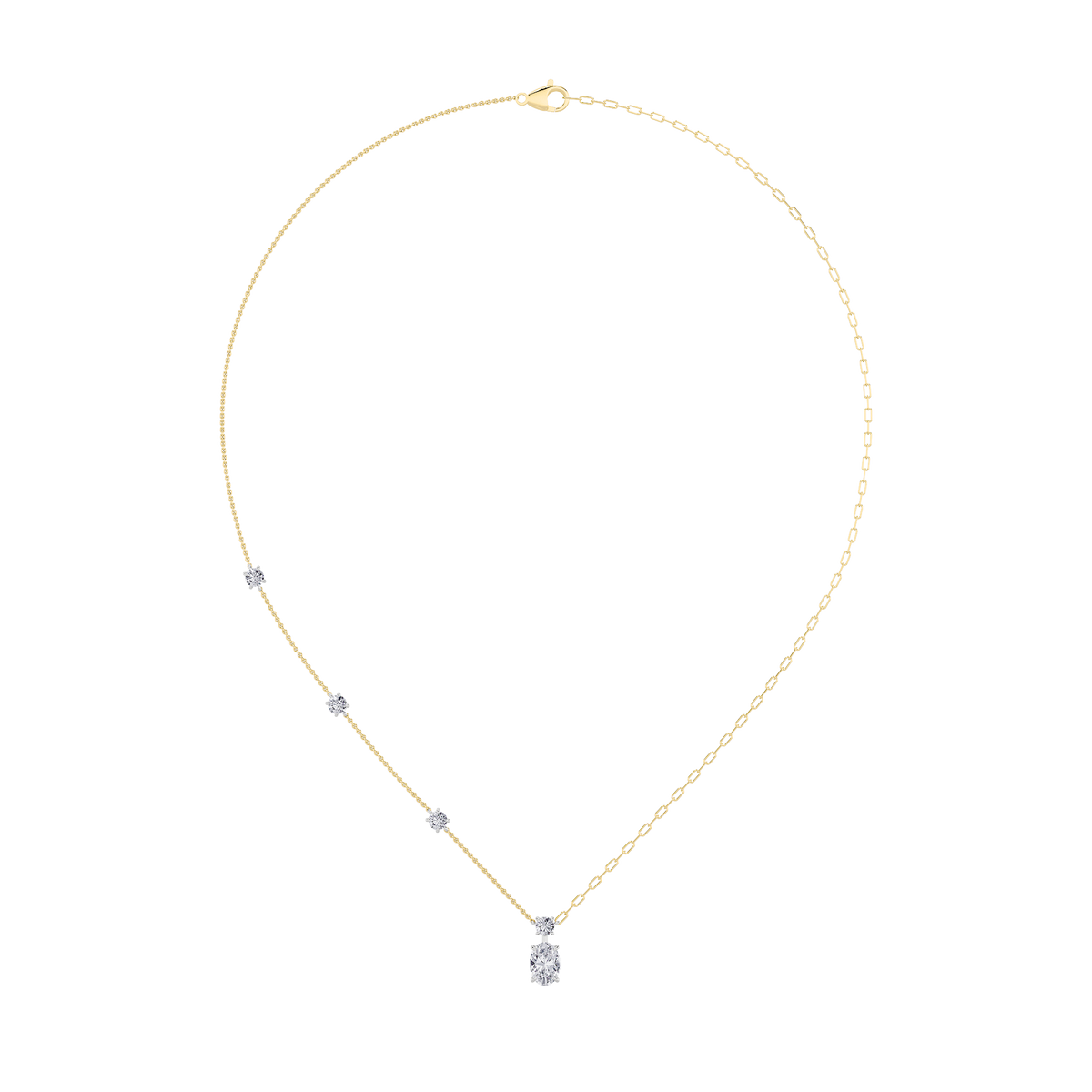 3.5 ct tw IGI Certified Oval Lab-Grown Diamond Strata Chic Collection Necklace in 14K Solid Gold - Yellow