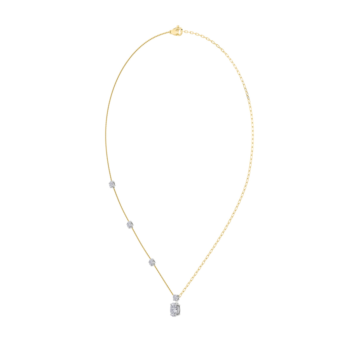 3.5 ct tw IGI Certified Oval Lab-Grown Diamond Strata Chic Collection Necklace in 14K Solid Gold - Yellow