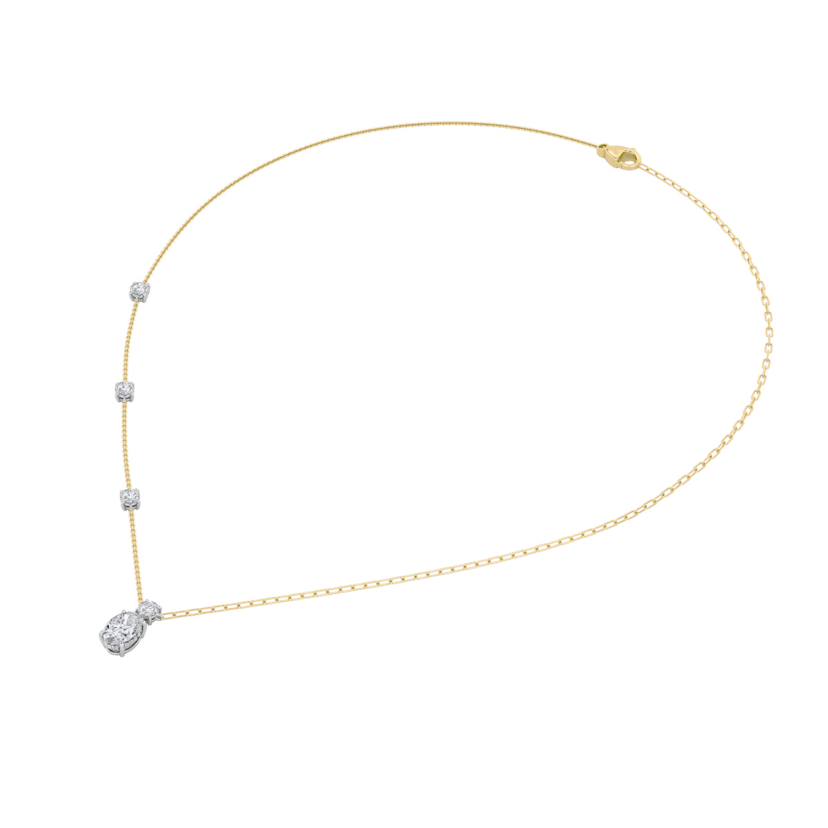 3.5 ct tw IGI Certified Oval Lab-Grown Diamond Strata Chic Collection Necklace in 14K Solid Gold - Yellow