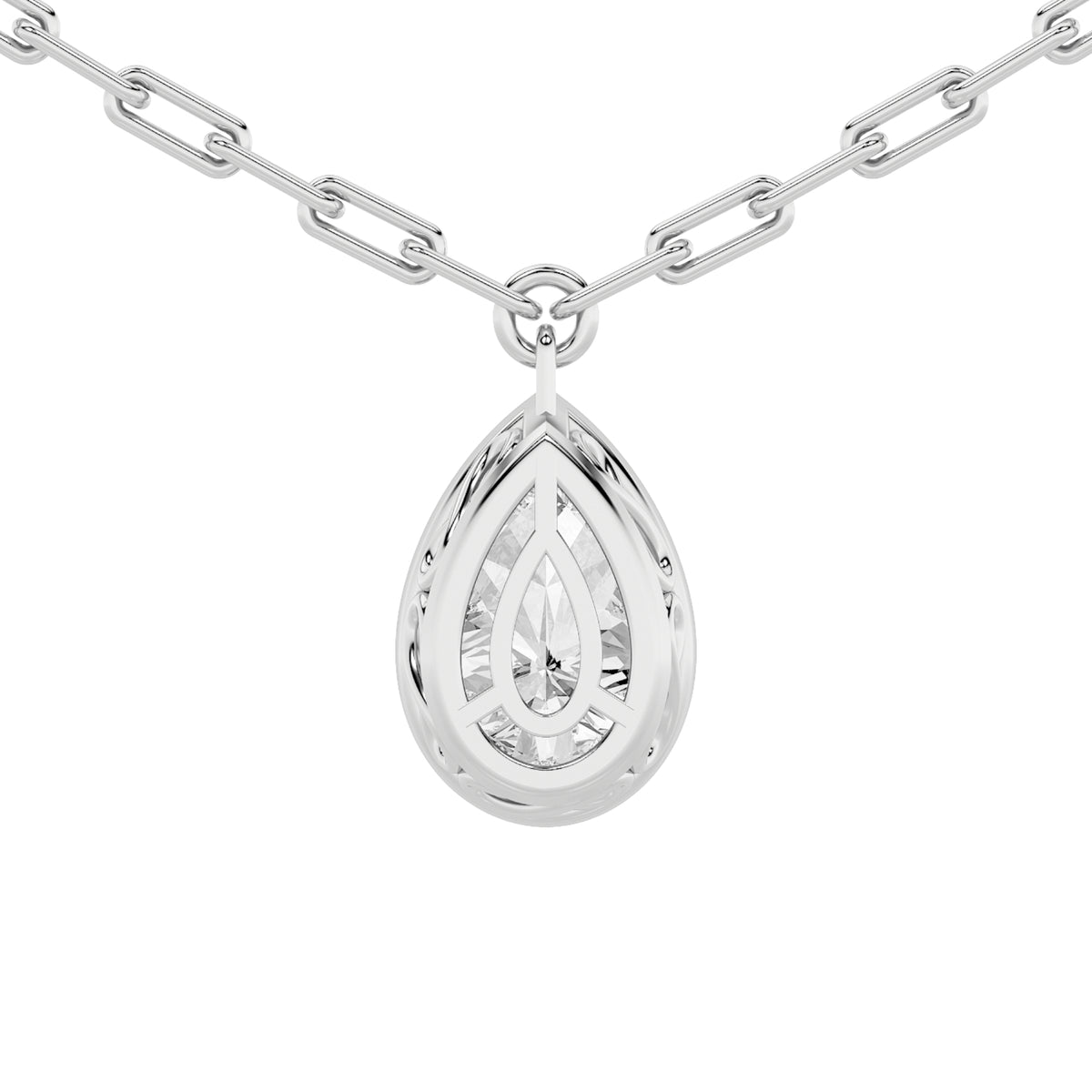 2 ct tw IGI Certified Pear Lab-Grown Diamond Strata Chic Collection Necklace in 14K Solid Gold - White