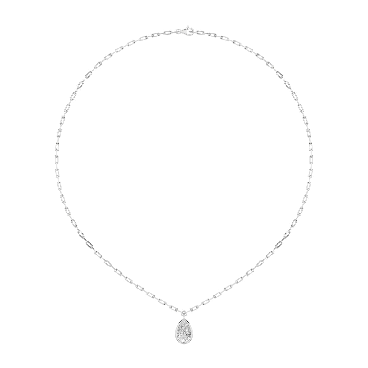 2 ct tw IGI Certified Pear Lab-Grown Diamond Strata Chic Collection Necklace in 14K Solid Gold - White