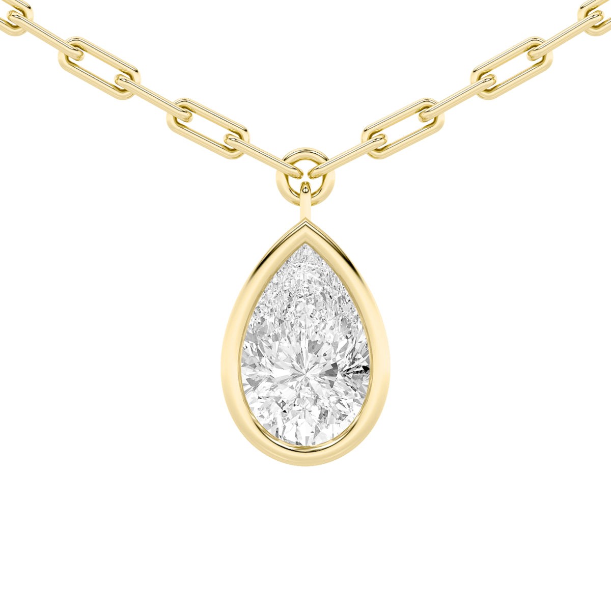 2 ct tw IGI Certified Pear Lab-Grown Diamond Strata Chic Collection Necklace in 14K Solid Gold - Yellow