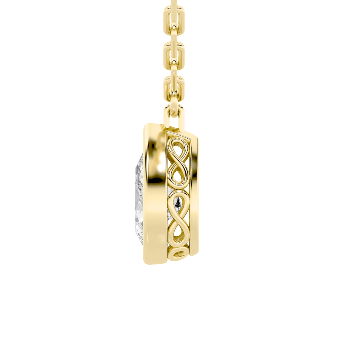 2 ct tw IGI Certified Pear Lab-Grown Diamond Strata Chic Collection Necklace in 14K Solid Gold - Yellow