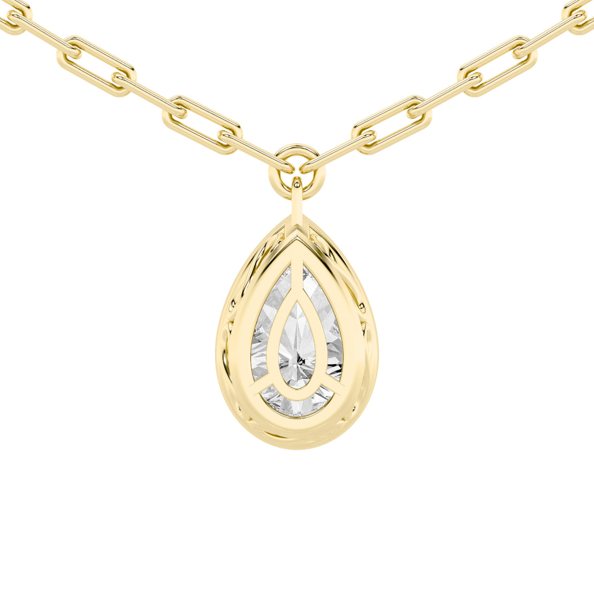 2 ct tw IGI Certified Pear Lab-Grown Diamond Strata Chic Collection Necklace in 14K Solid Gold - Yellow