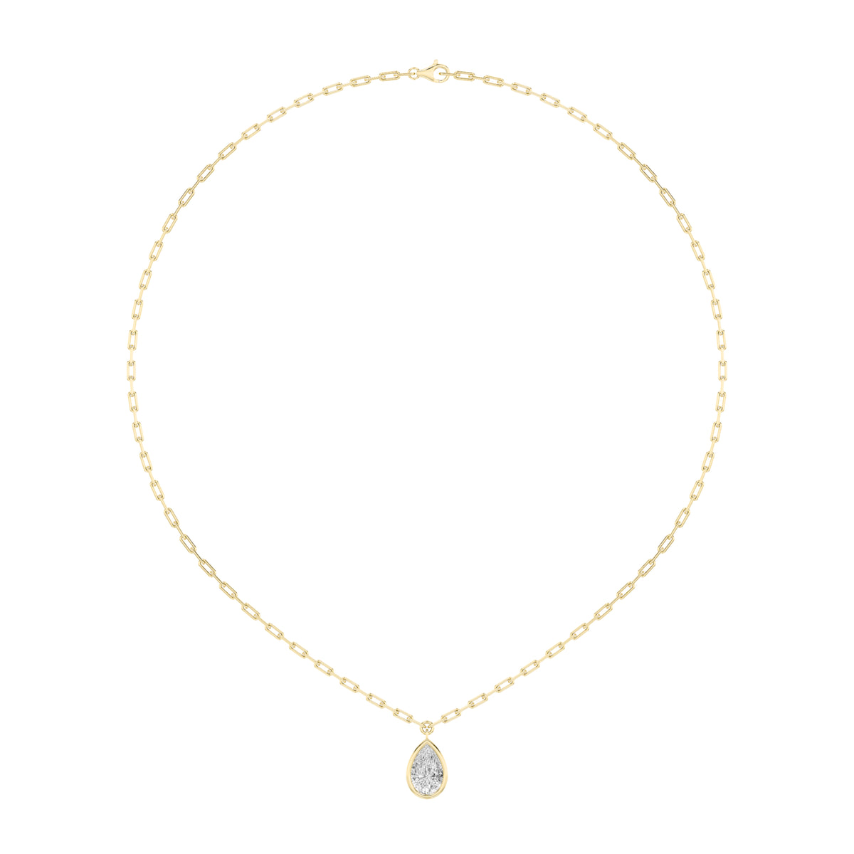 2 ct tw IGI Certified Pear Lab-Grown Diamond Strata Chic Collection Necklace in 14K Solid Gold - Yellow
