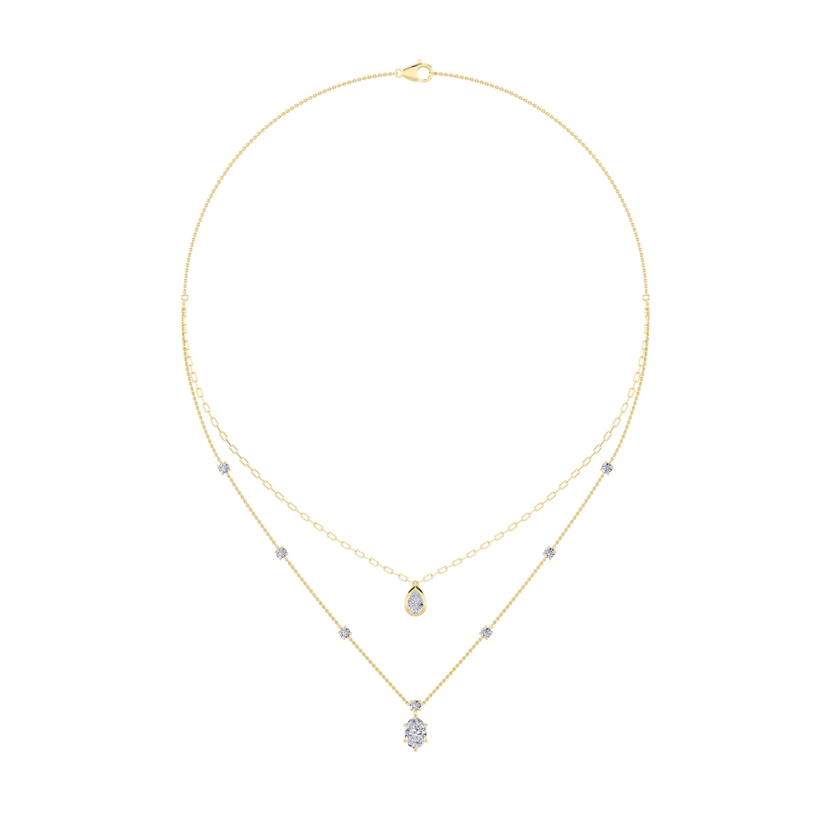 3.5 ct tw IGI Certified Oval Lab-Grown Diamond Necklace in 14K Solid Gold - Yellow