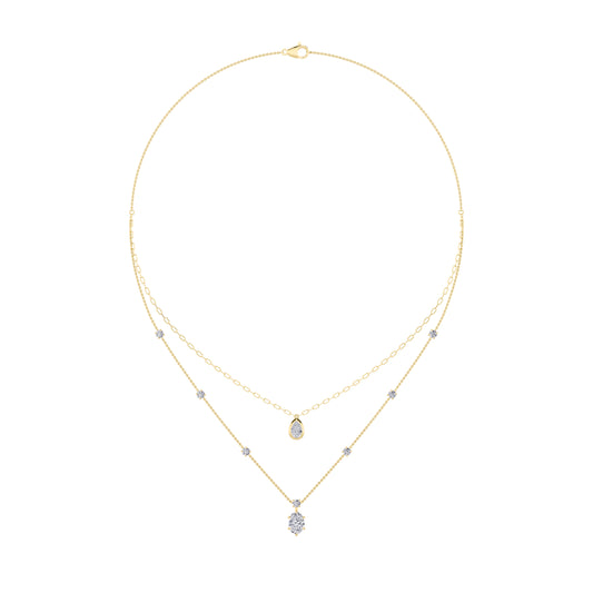 3.5 ct tw IGI Certified Oval Lab-Grown Diamond Necklace in 14K Solid Gold - Yellow