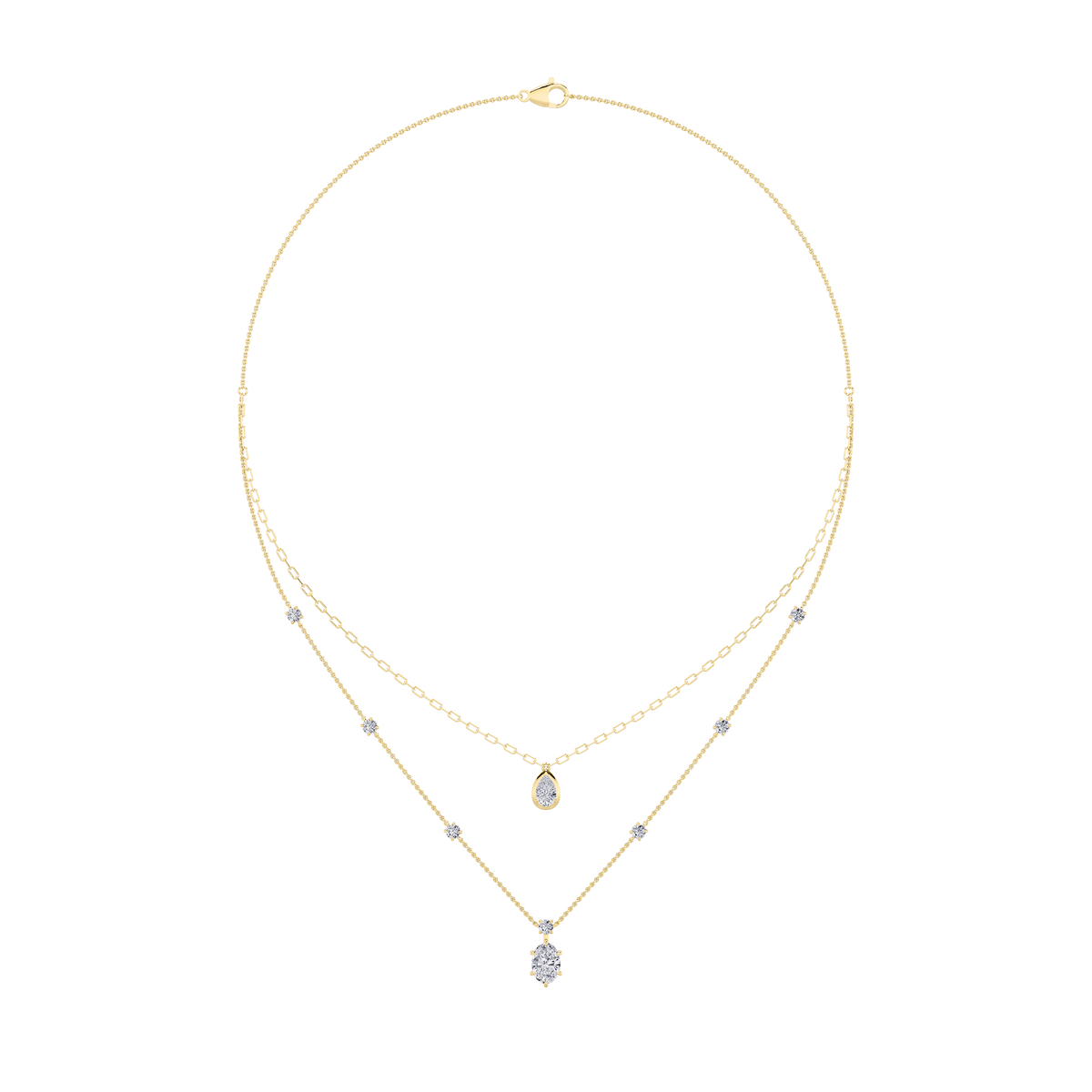 3.5 ct tw IGI Certified Oval Lab-Grown Diamond Necklace in 14K Solid Gold - Yellow