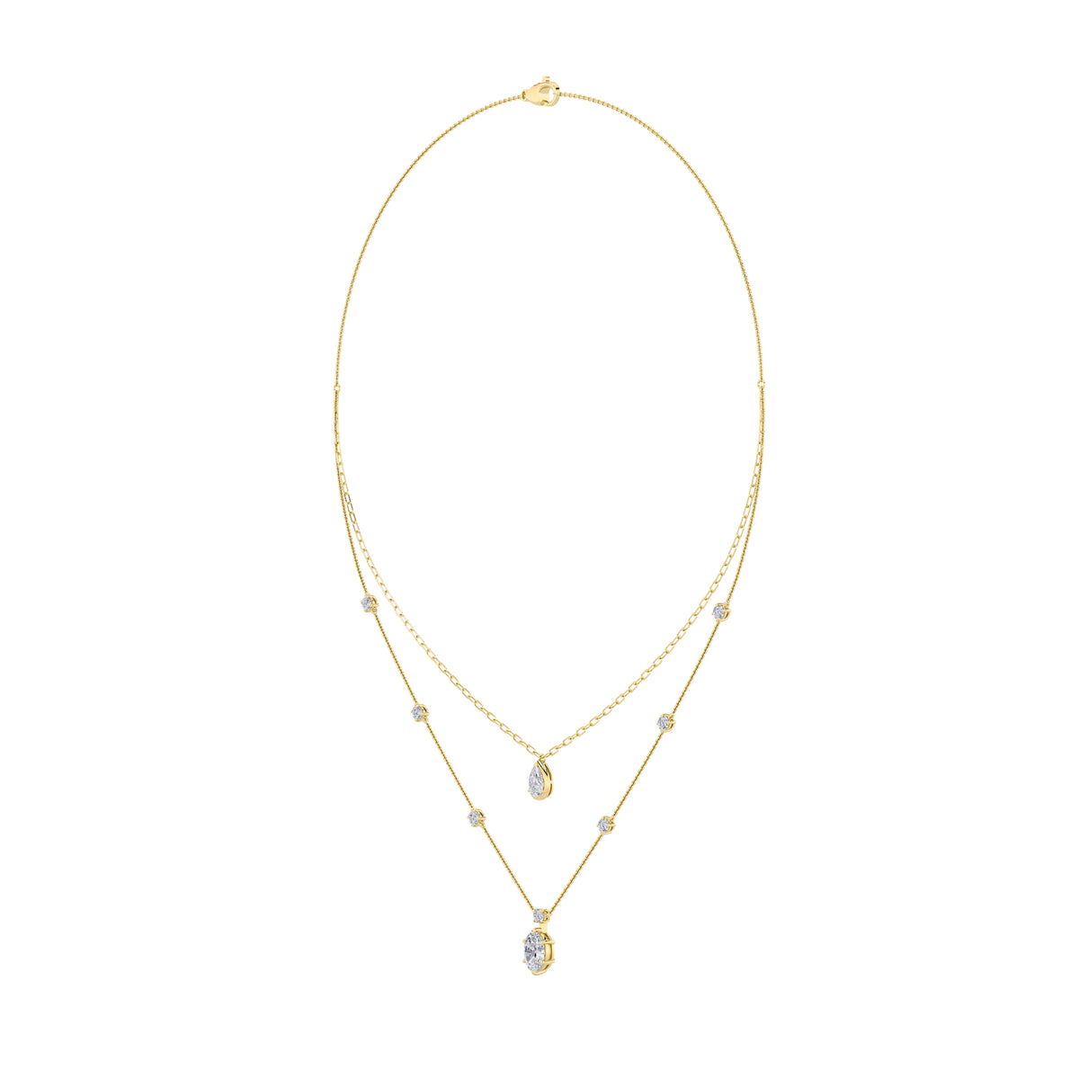 3.5 ct tw IGI Certified Oval Lab-Grown Diamond Necklace in 14K Solid Gold - Yellow