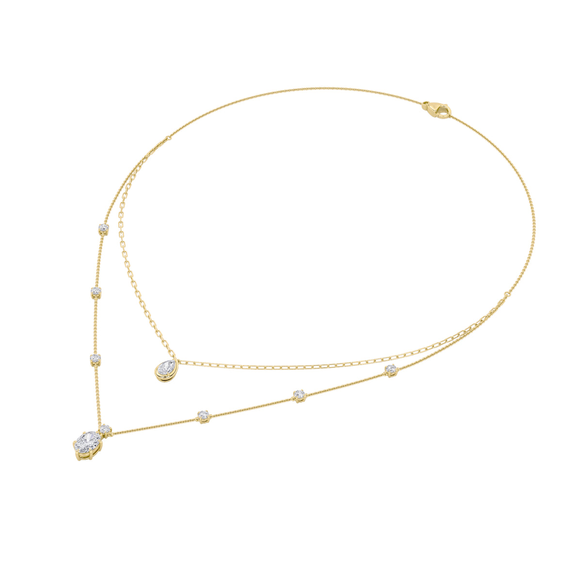 3.5 ct tw IGI Certified Oval Lab-Grown Diamond Necklace in 14K Solid Gold - Yellow