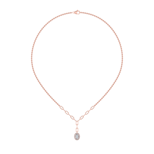1.5 ct tw IGI Certified Oval Lab-Grown Diamond Solitaire Necklace in 14K Solid Gold - Rose