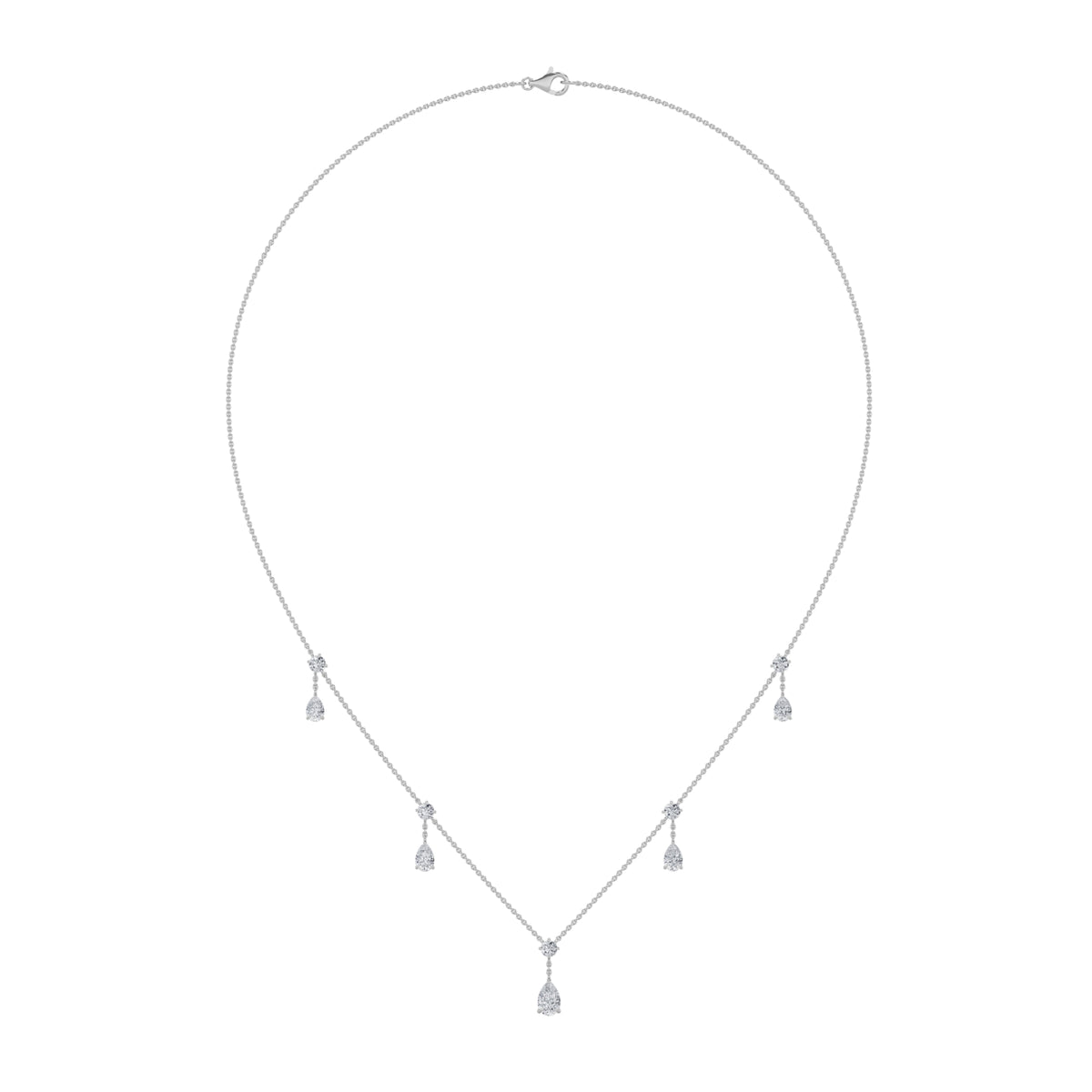 3 ct tw IGI Certified Pear Lab-Grown Diamond Solitaire Necklace in 14K Solid Gold - White