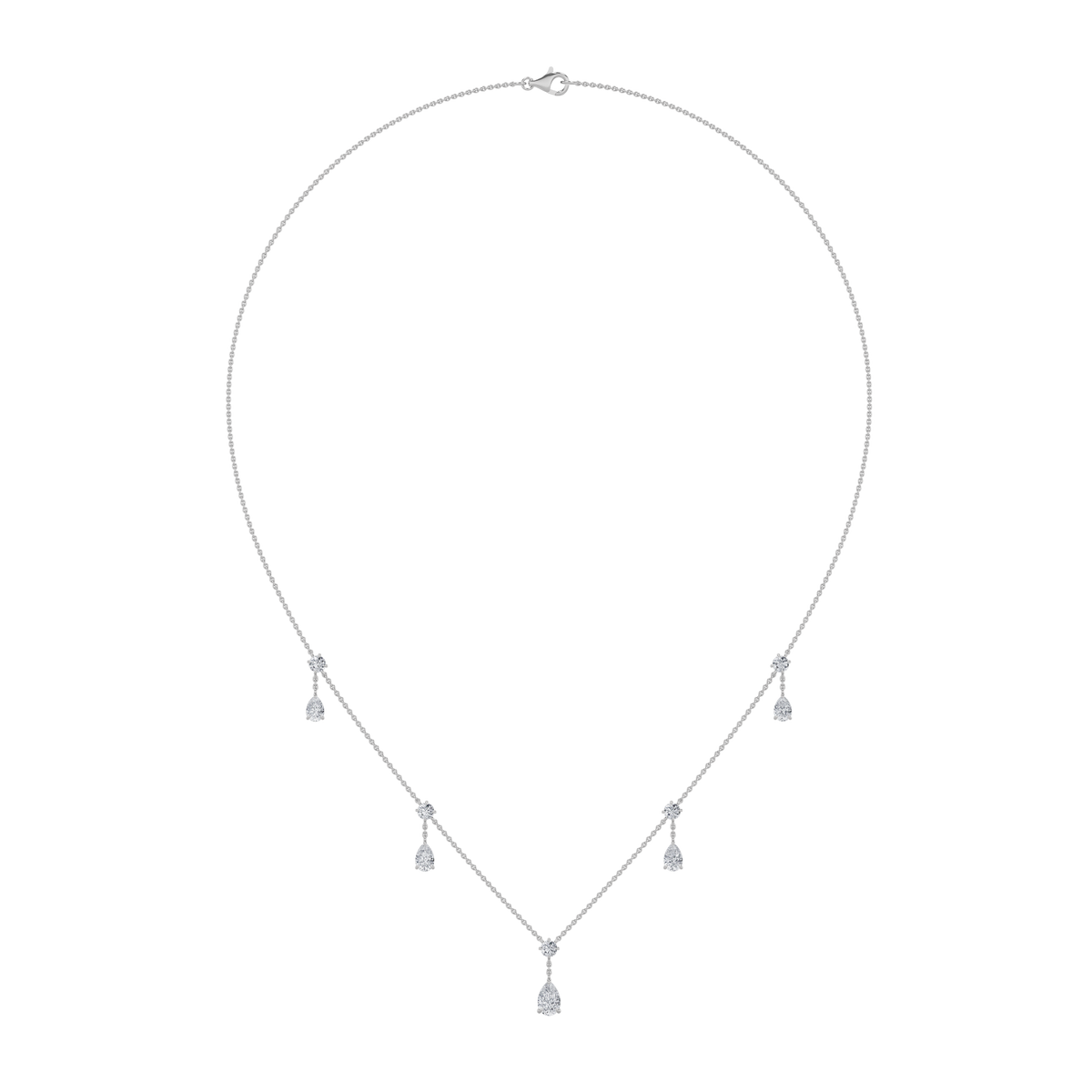 3 ct tw IGI Certified Pear Lab-Grown Diamond Solitaire Necklace in 14K Solid Gold - White