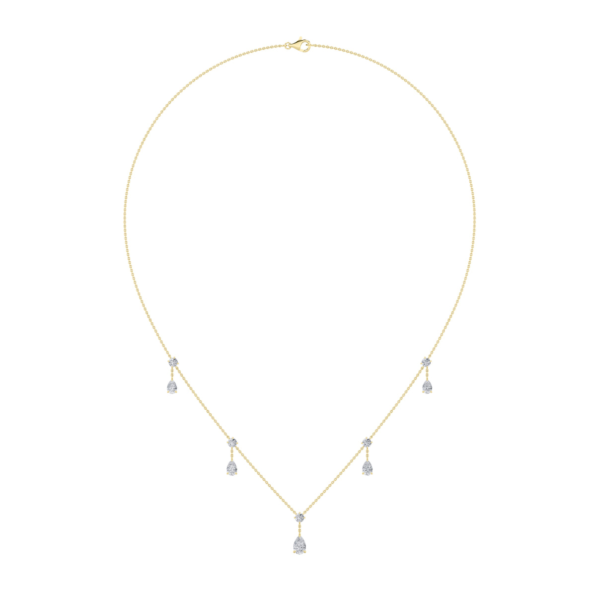 3 ct tw IGI Certified Pear Lab-Grown Diamond Solitaire Necklace in 14K Solid Gold - Yellow