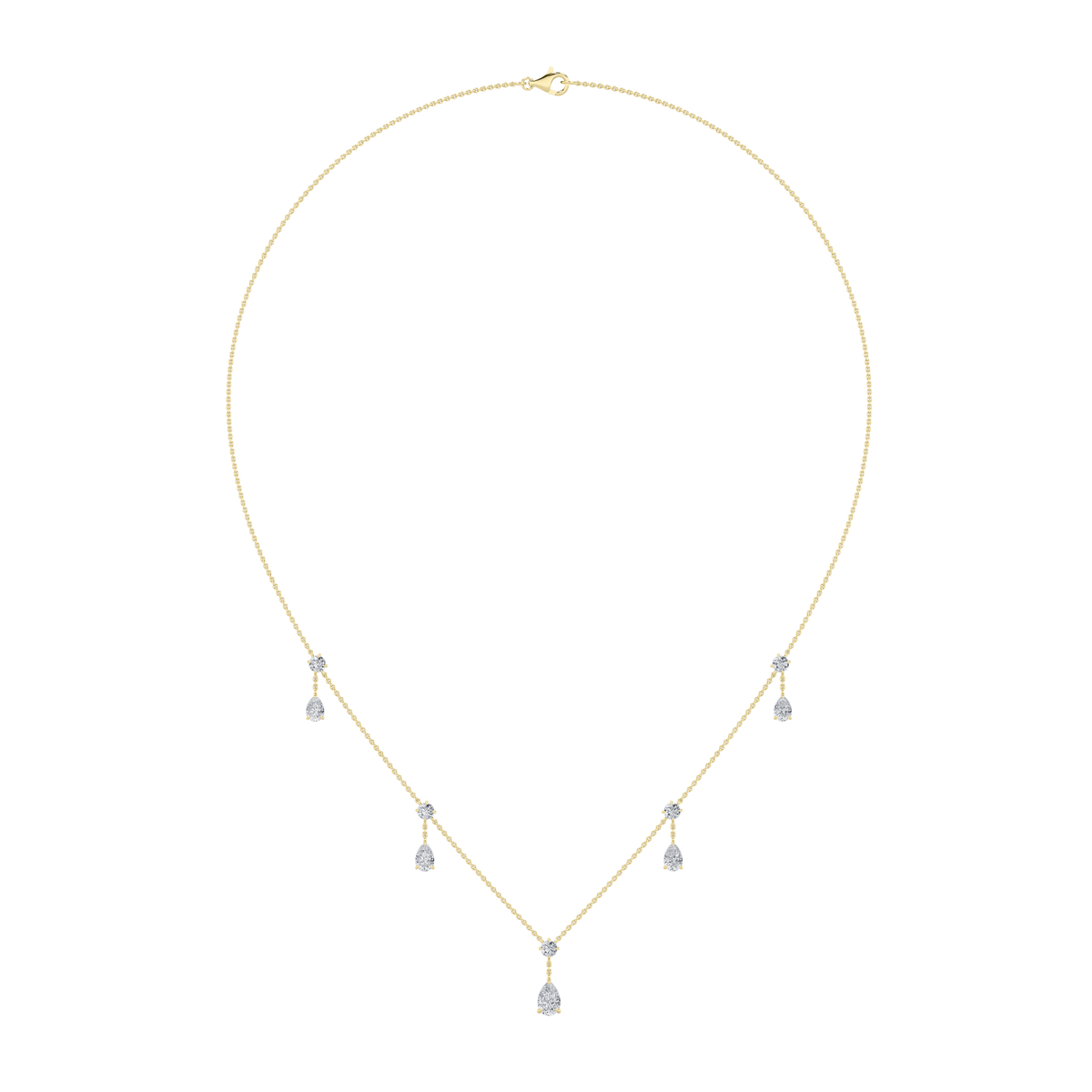 3 ct tw IGI Certified Pear Lab-Grown Diamond Solitaire Necklace in 14K Solid Gold - Yellow