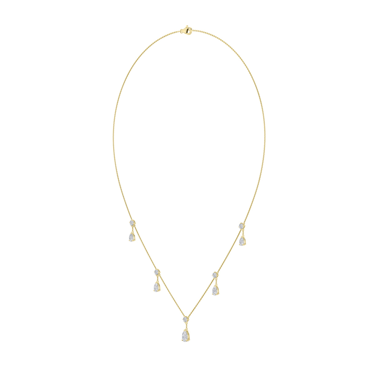3 ct tw IGI Certified Pear Lab-Grown Diamond Solitaire Necklace in 14K Solid Gold - Yellow