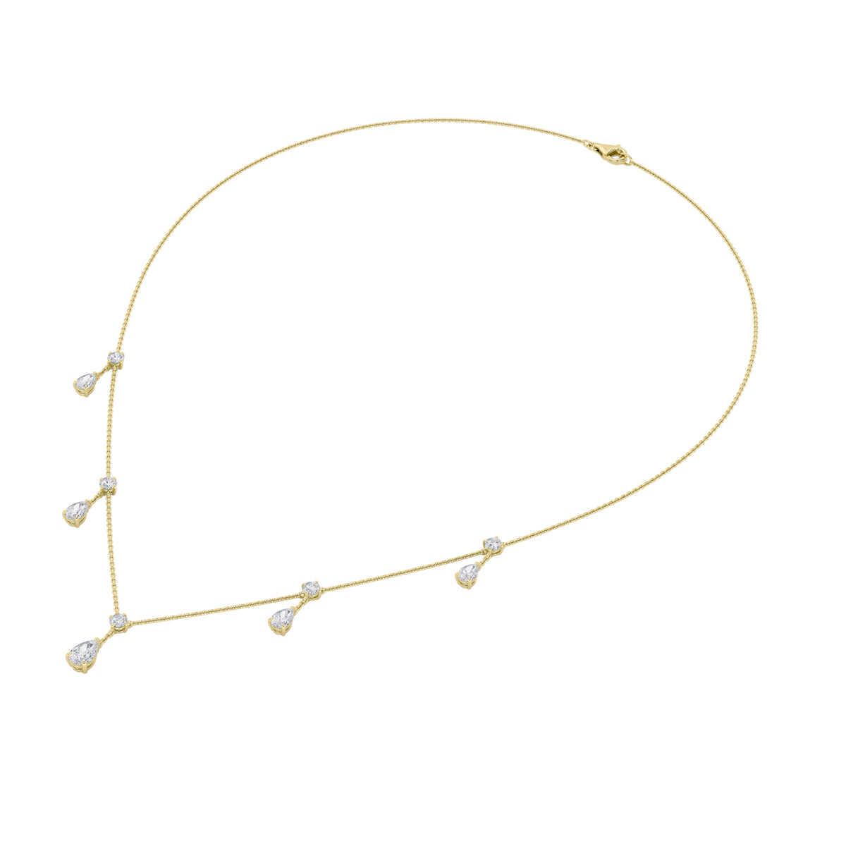 3 ct tw IGI Certified Pear Lab-Grown Diamond Solitaire Necklace in 14K Solid Gold - Yellow