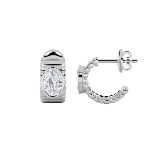 2 ct tw IGI Certified Oval Lab-Grown Diamond Fashion Earrings in 14K Solid Gold - White
