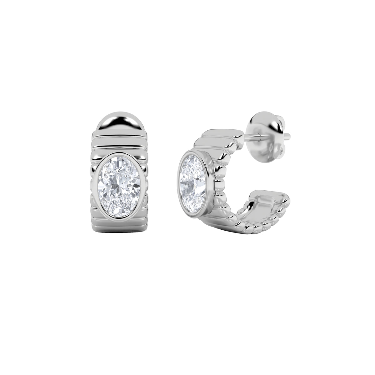 2 ct tw IGI Certified Oval Lab-Grown Diamond Fashion Earrings in 14K Solid Gold - White