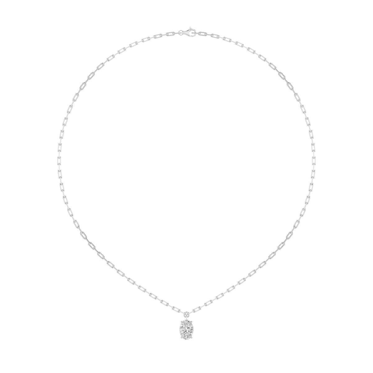 2 ct tw IGI Certified Oval Lab-Grown Diamond Strata Chic Collection Necklace in 14K Solid Gold - White
