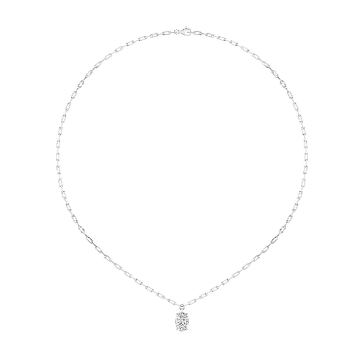 2 ct tw IGI Certified Oval Lab-Grown Diamond Strata Chic Collection Necklace in 14K Solid Gold - White