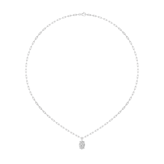 2 ct tw IGI Certified Oval Lab-Grown Diamond Strata Chic Collection Necklace in 14K Solid Gold - White