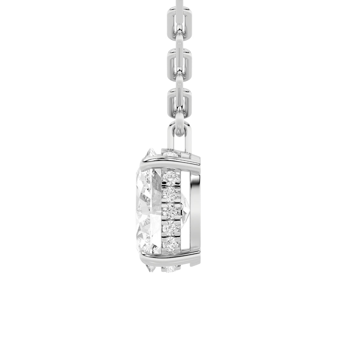 2 ct tw IGI Certified Oval Lab-Grown Diamond Strata Chic Collection Necklace in 14K Solid Gold - White