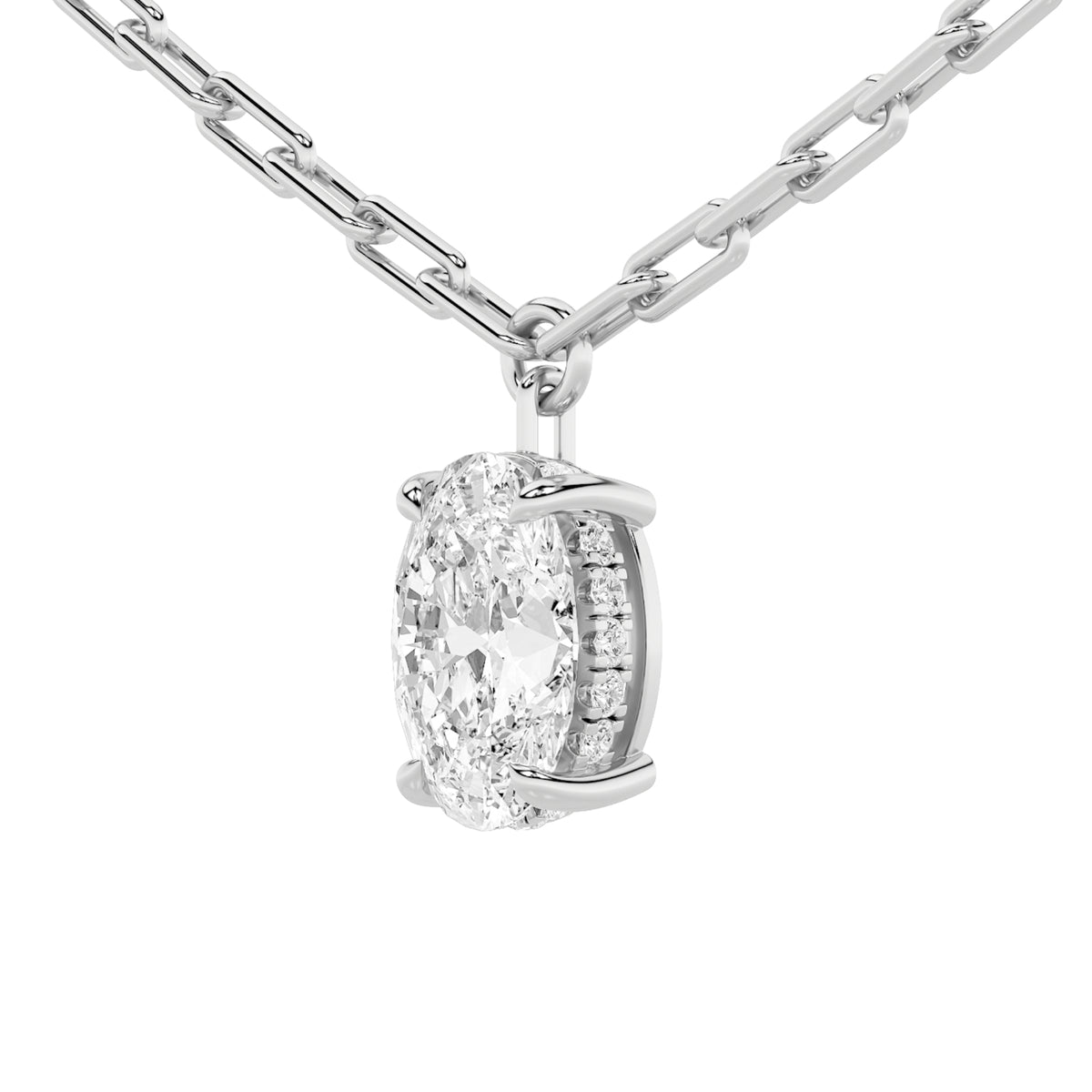 2 ct tw IGI Certified Oval Lab-Grown Diamond Strata Chic Collection Necklace in 14K Solid Gold - White