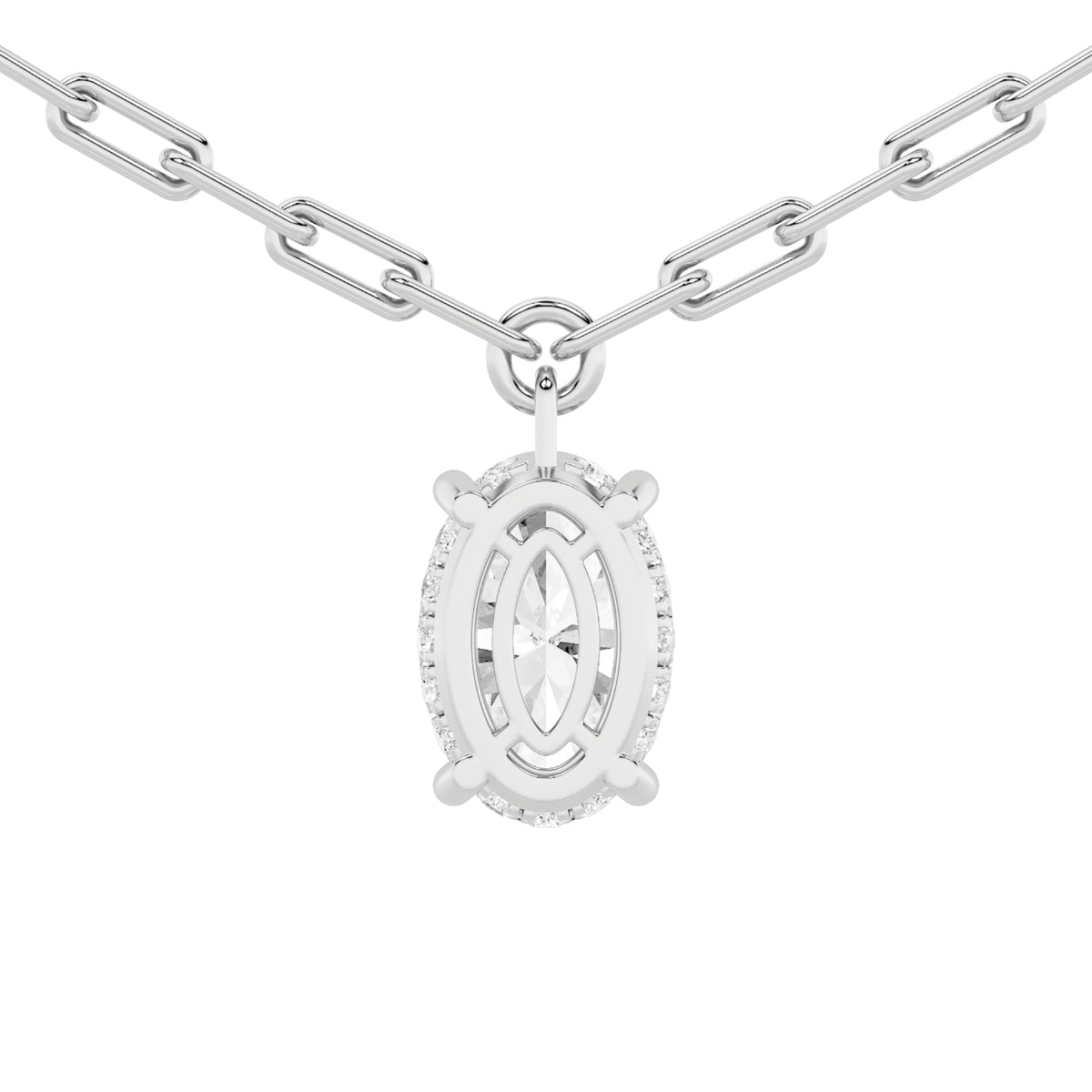 2 ct tw IGI Certified Oval Lab-Grown Diamond Strata Chic Collection Necklace in 14K Solid Gold - White