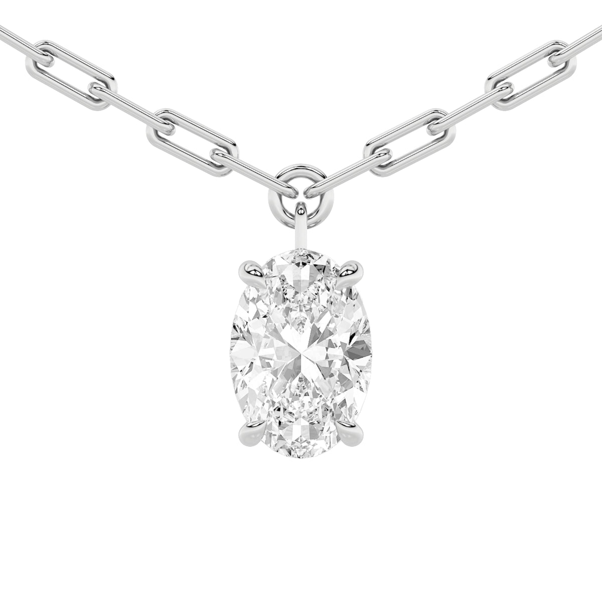 2 ct tw IGI Certified Oval Lab-Grown Diamond Strata Chic Collection Necklace in 14K Solid Gold - White