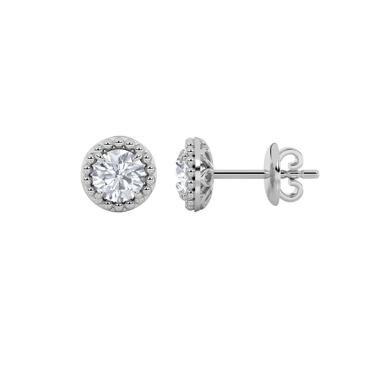 2 ct tw IGI Certified Round Lab-Grown Diamond Stud Earrings in 14K Solid Gold - White