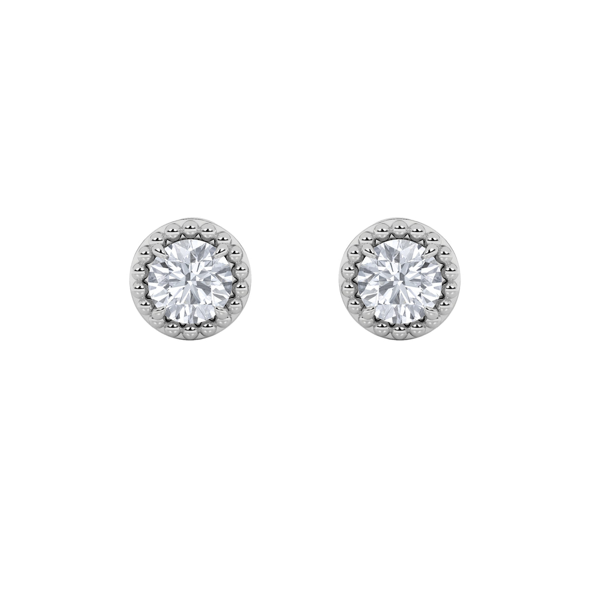 2 ct tw IGI Certified Round Lab-Grown Diamond Stud Earrings in 14K Solid Gold - White
