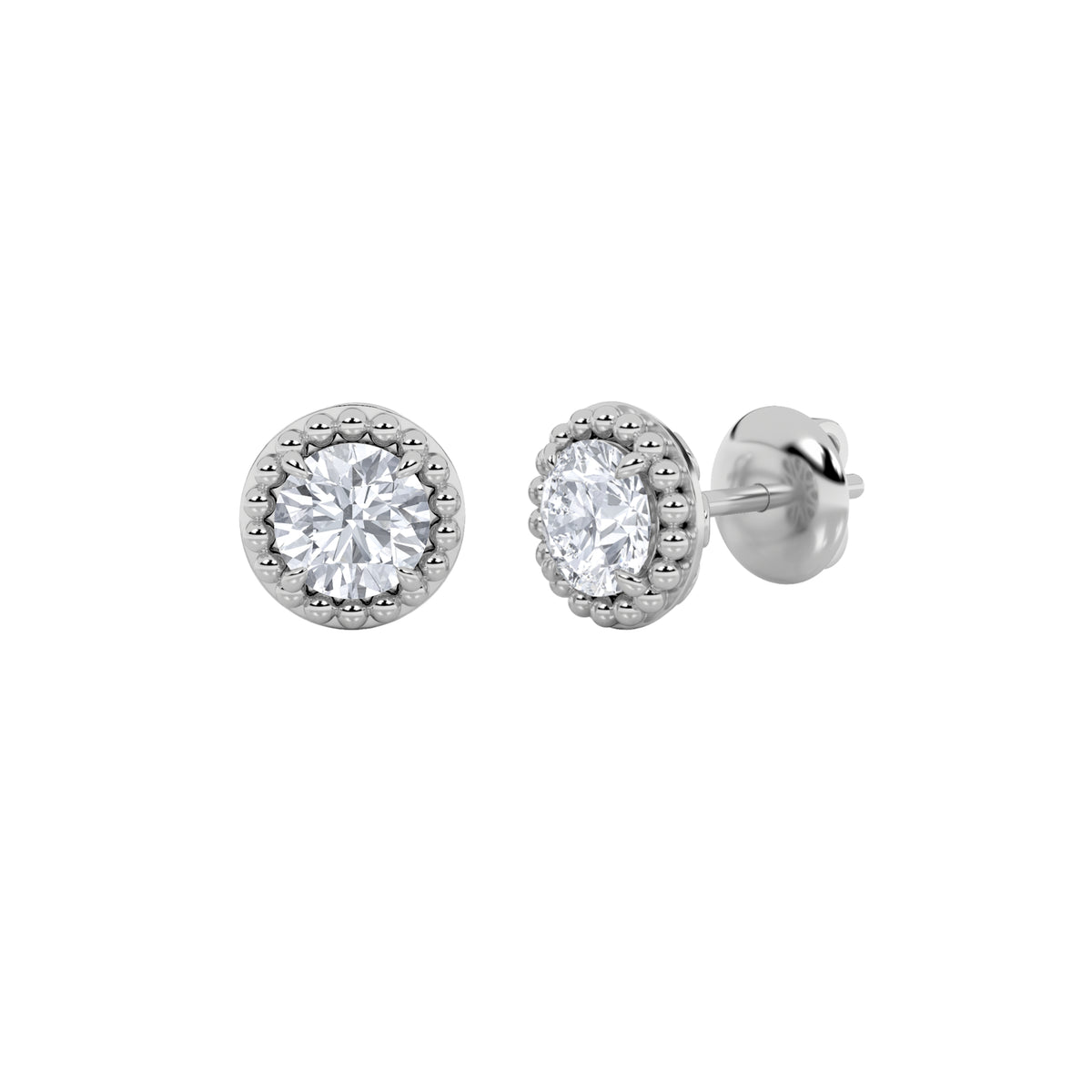2 ct tw IGI Certified Round Lab-Grown Diamond Stud Earrings in 14K Solid Gold - White