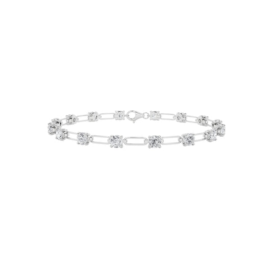 3 ct tw IGI Certified Round Lab-Grown Diamond Station Bracelet in 14K Solid Gold - White