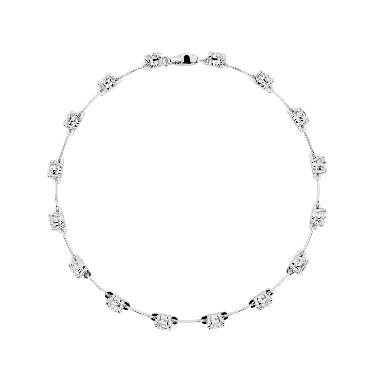3 ct tw IGI Certified Round Lab-Grown Diamond Station Bracelet in 14K Solid Gold - White