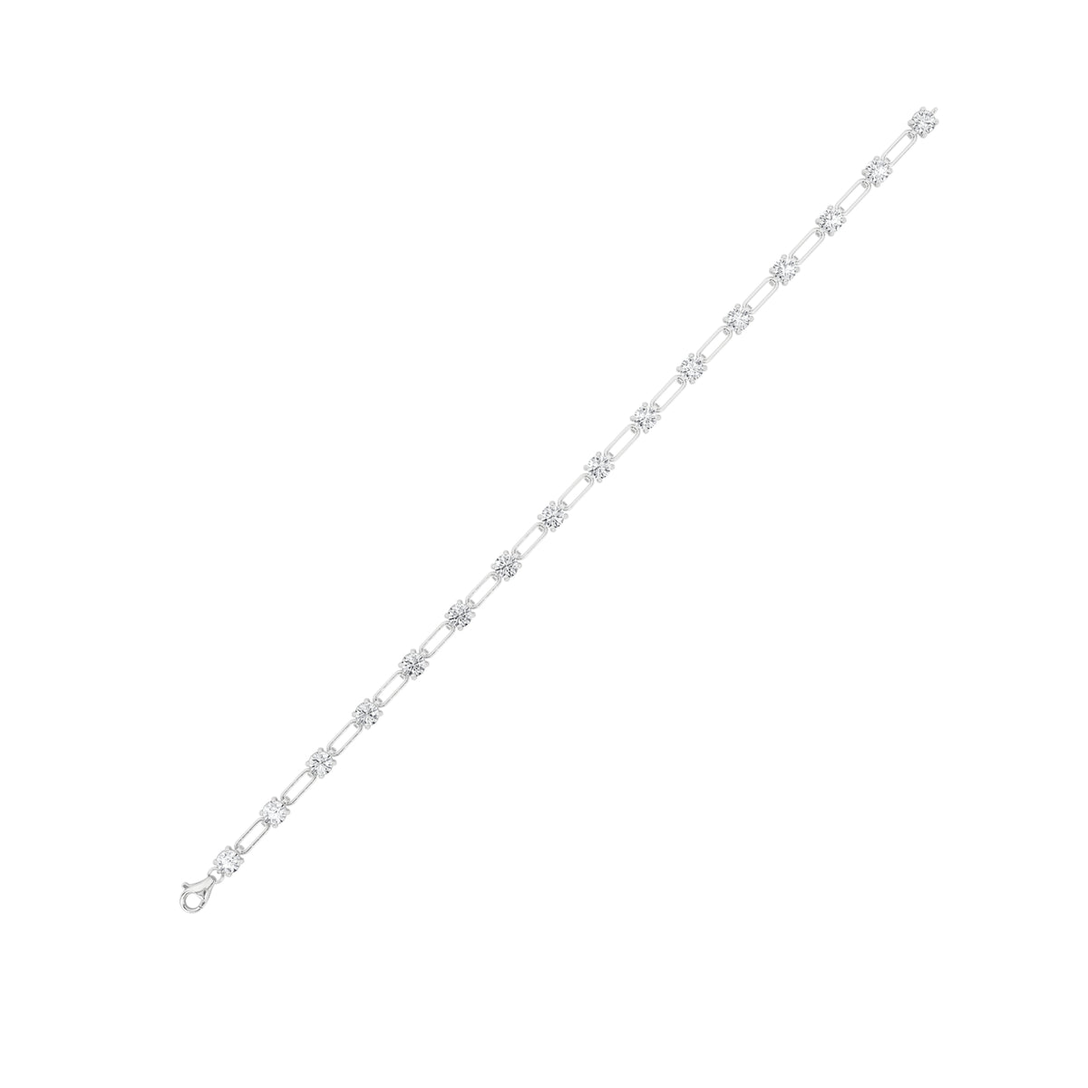 3 ct tw IGI Certified Round Lab-Grown Diamond Station Bracelet in 14K Solid Gold - White