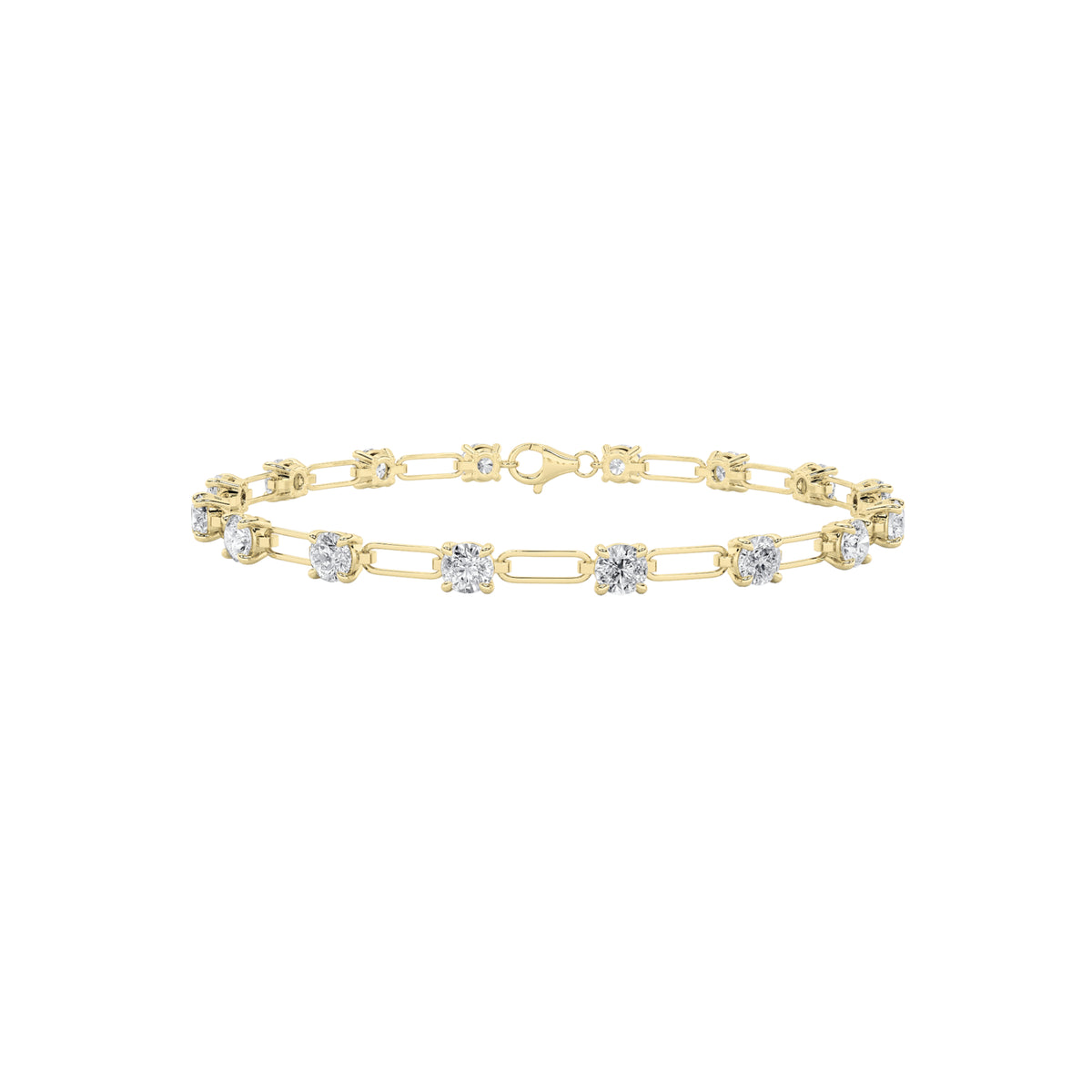 3 ct tw IGI Certified Round Lab-Grown Diamond Station Bracelet in 14K Solid Gold - Yellow
