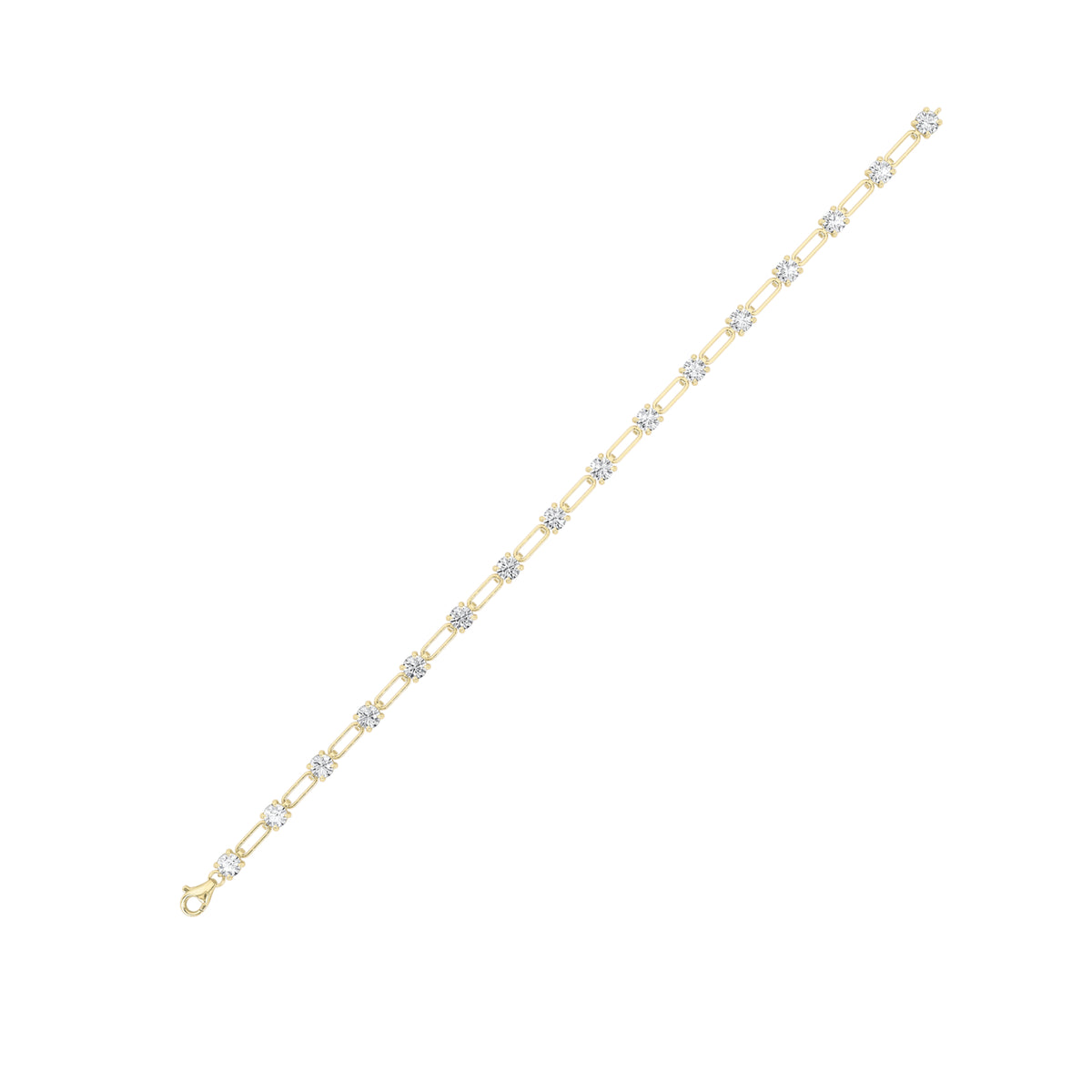 3 ct tw IGI Certified Round Lab-Grown Diamond Station Bracelet in 14K Solid Gold - Yellow
