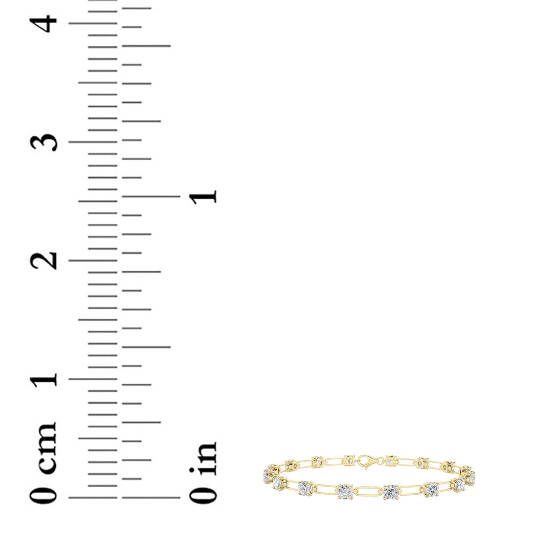 3 ct tw IGI Certified Round Lab-Grown Diamond Station Bracelet in 14K Solid Gold - Yellow