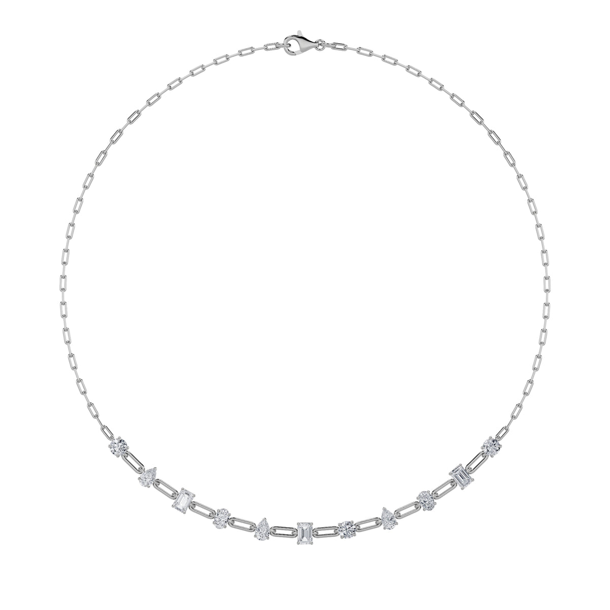 4 ct tw IGI Certified Multi-Shape Lab-Grown Diamond Station Necklace in 14K Solid Gold - White